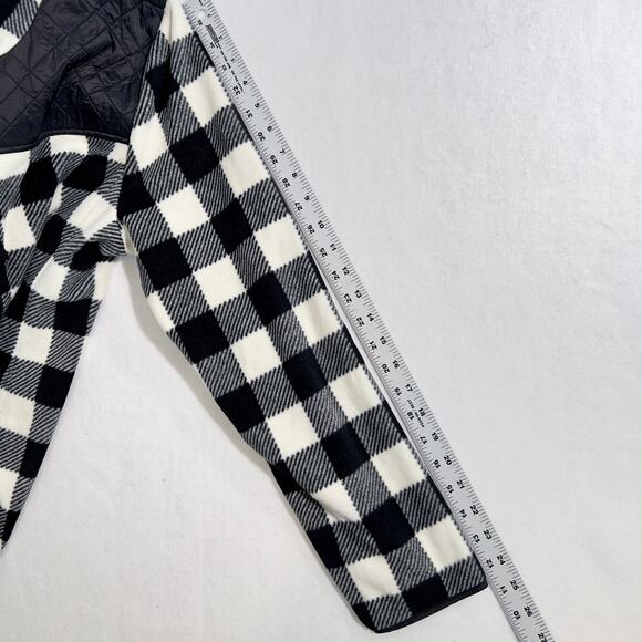 Fleece Full Zip Jacket Talbots Woman's L Zipper Pockets Quilted Elbow Patches - Picture 11 of 12